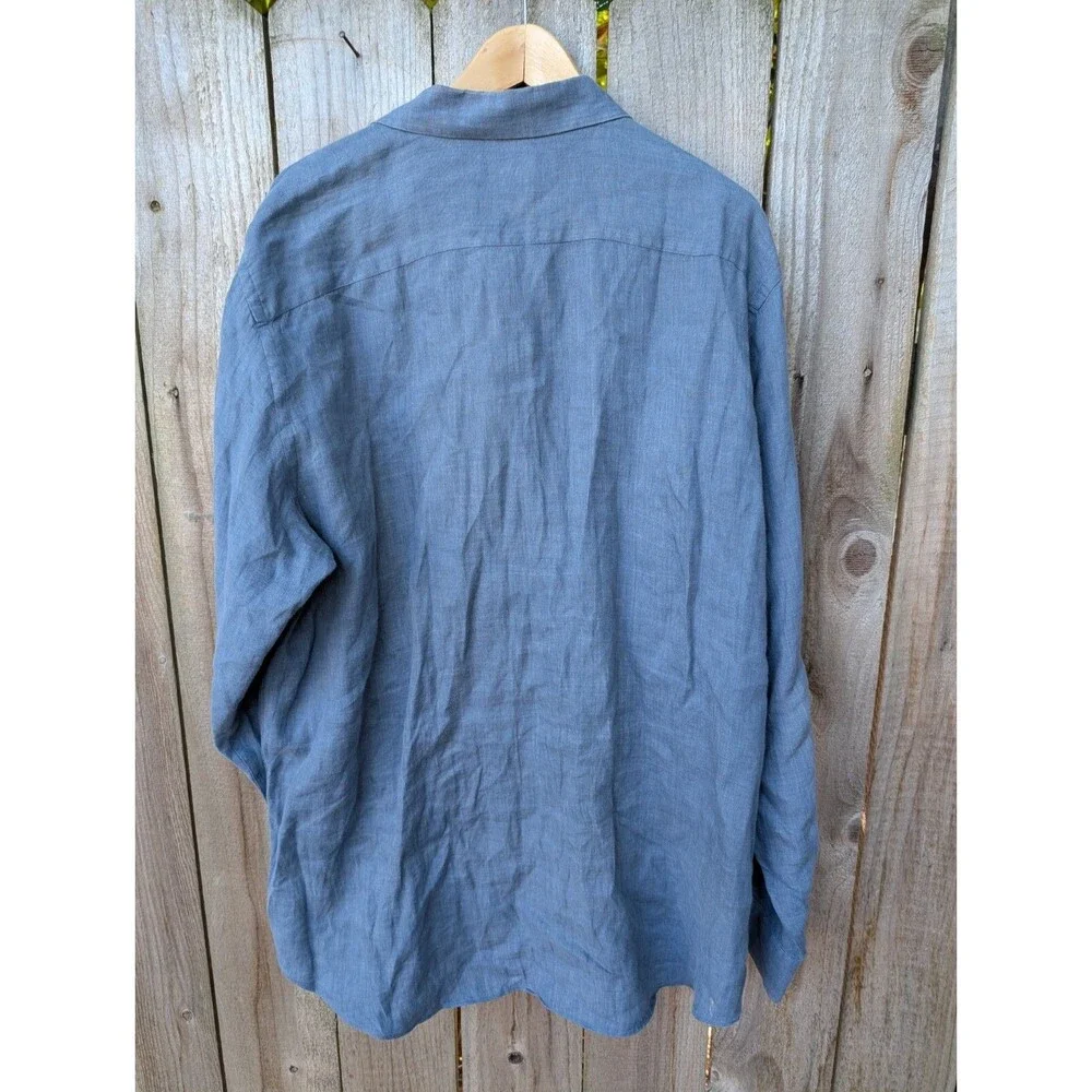 Banana Republic Linen Shirt Long Sleeve Blue Extra Large XL Y2K 2008